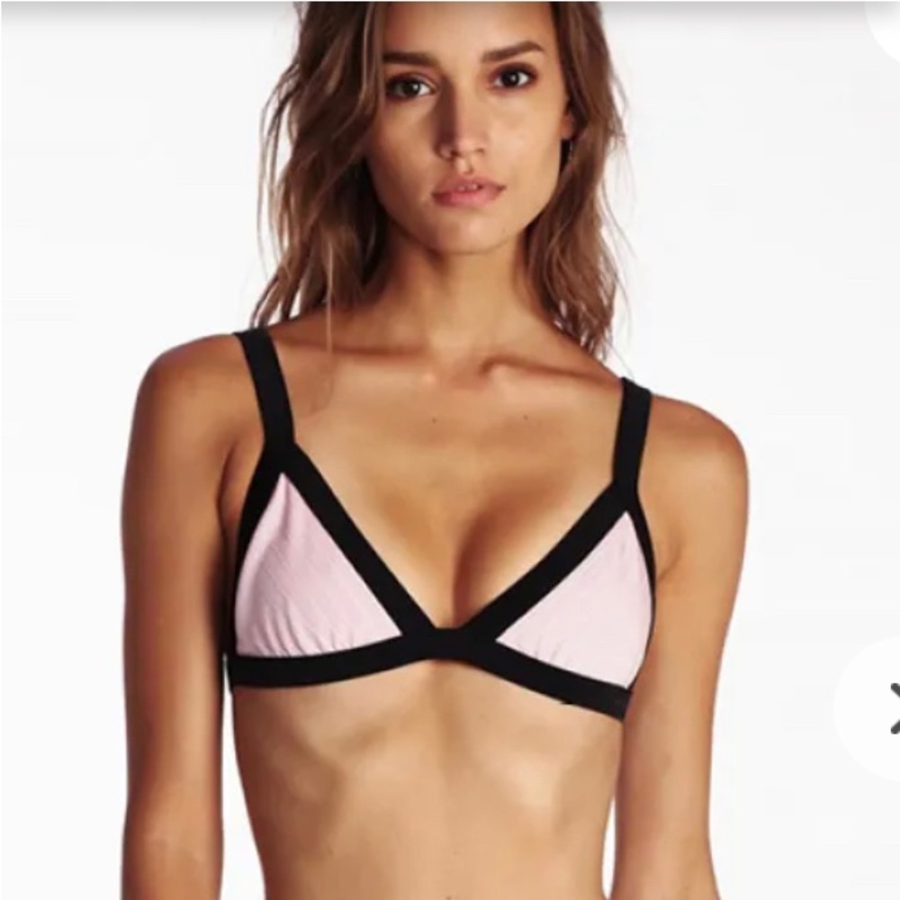 Wild fox bikini told. Pale pink w black trim. Size small/ medium.  NWOT